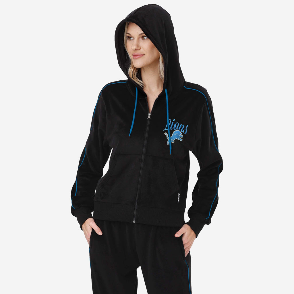 FOCO Detroit Lions Velour Zip Up Top Blue M 2