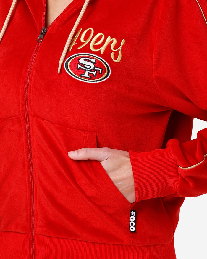 San Francisco 49ers Womens Velour Zip Up Top FOCO - FOCO.com