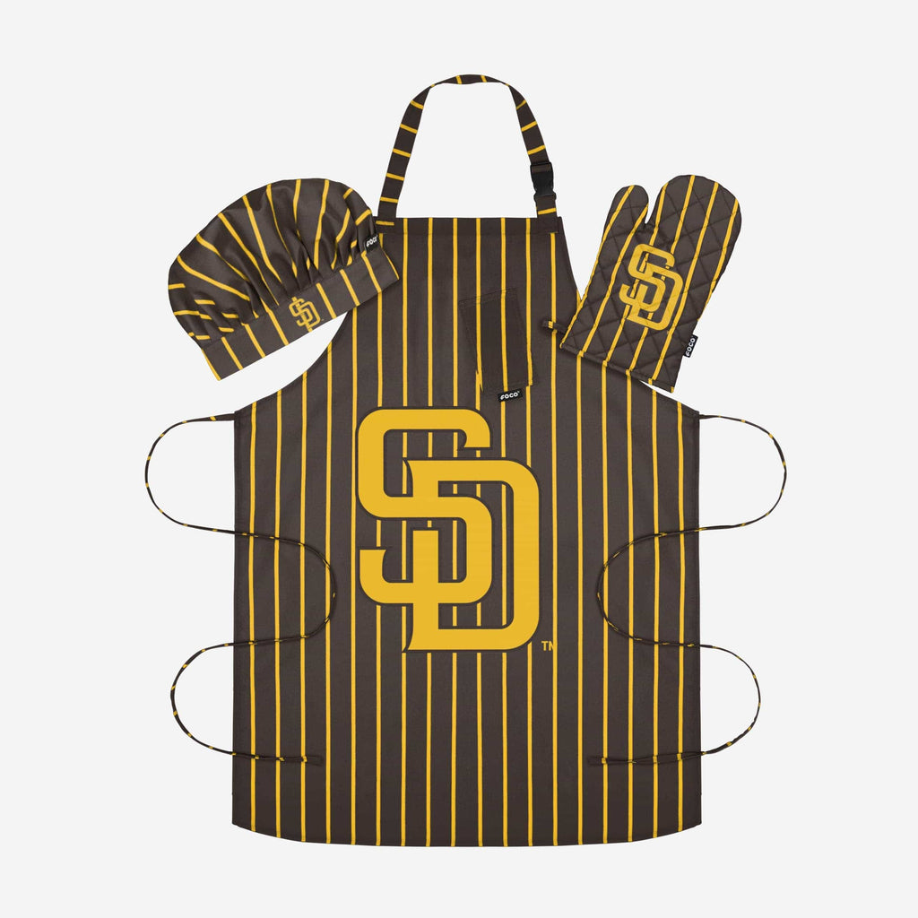 FOCO San Diego Padres Pinstripe Chef Set Unisex One Size 2