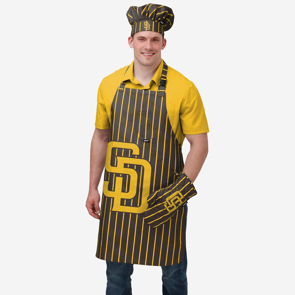 FOCO San Diego Padres Pinstripe Chef Set Unisex One Size 4
