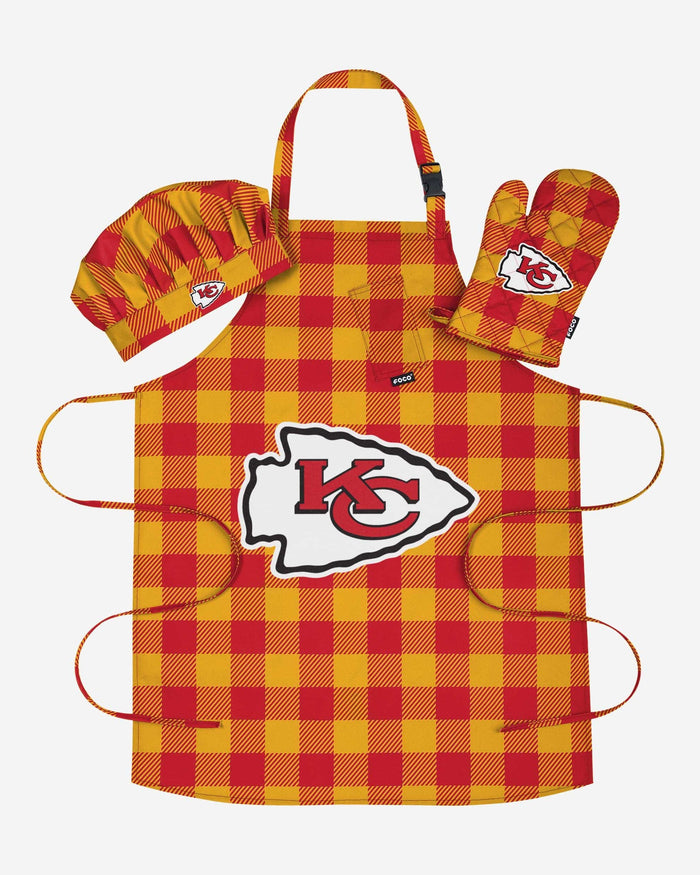 Kansas City Chiefs Plaid Chef Set FOCO - FOCO.com