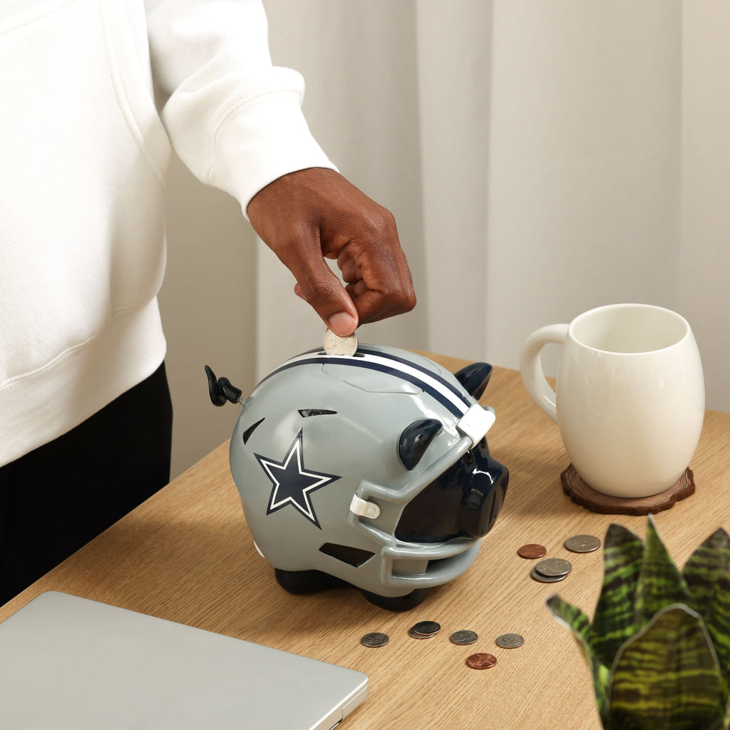ceramic football helmet bank Dallas Cowboys Helmet Piggy Bank FOCO