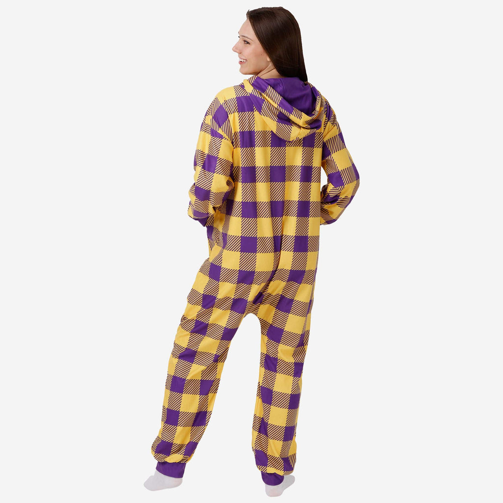 LSU Tigers Plaid One Piece Pajamas FOCO