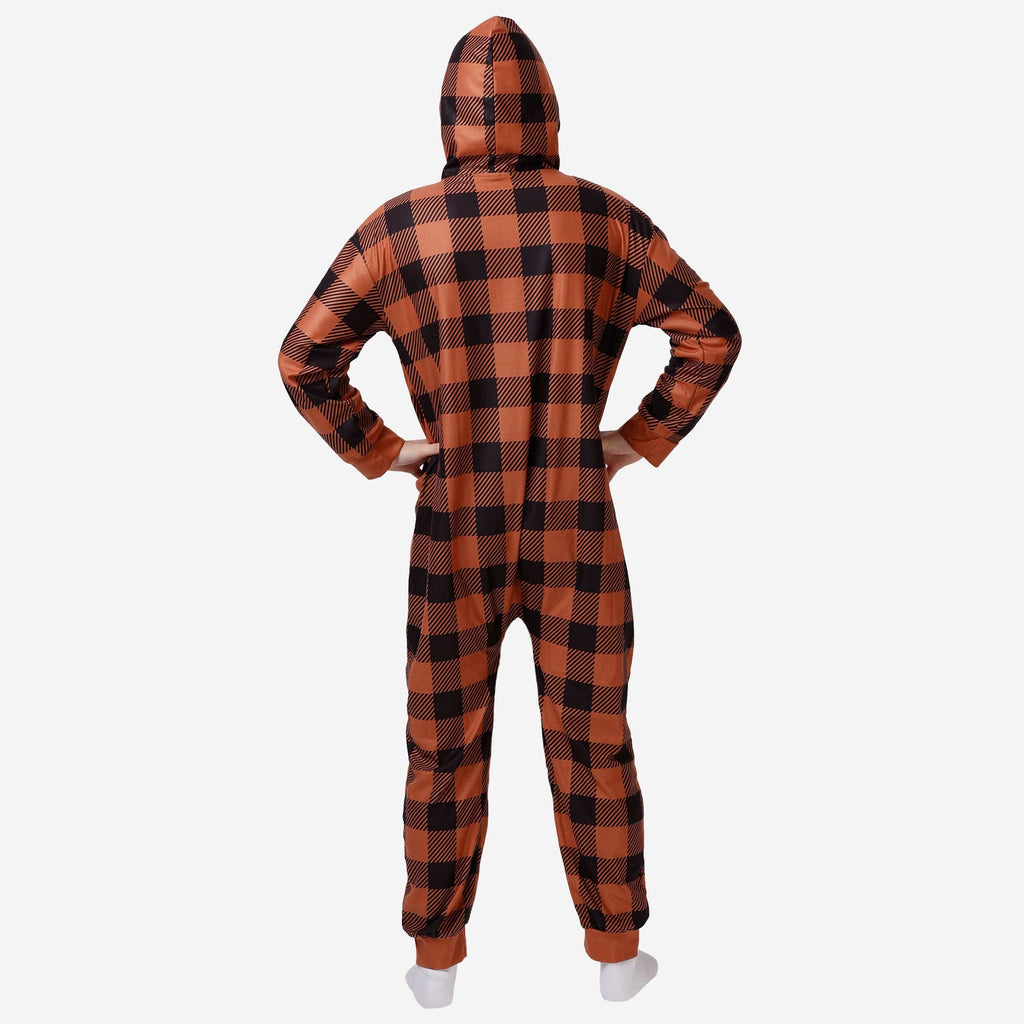 FOCO Texas Longhorns Plaid One Piece Pajamas Unisex XL 3