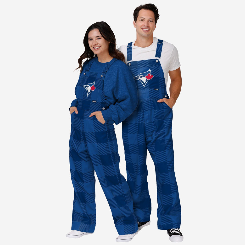 FOCO Toronto Blue Jays Plaid Bib Overalls Blue Size L 4