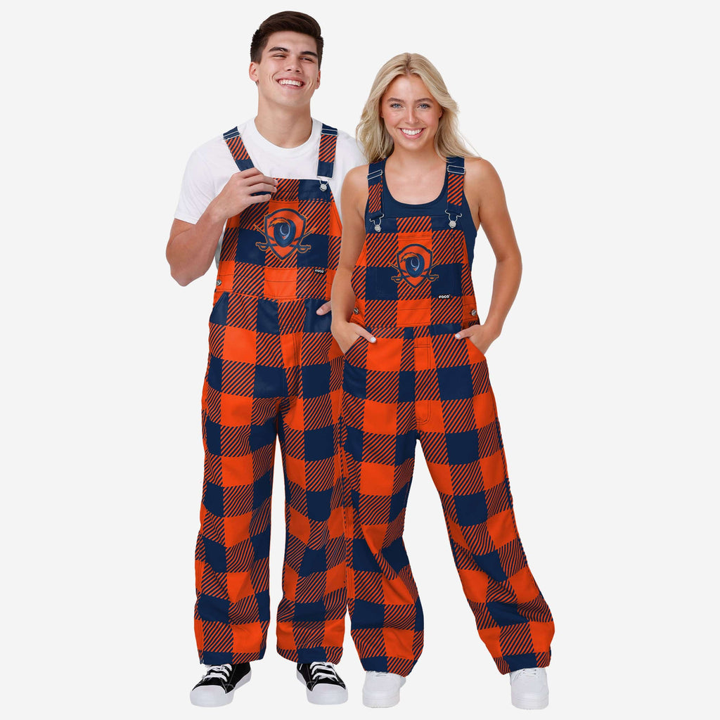 FOCO Virginia Cavaliers Plaid Bib Overalls Orange/Navy 2XL 4