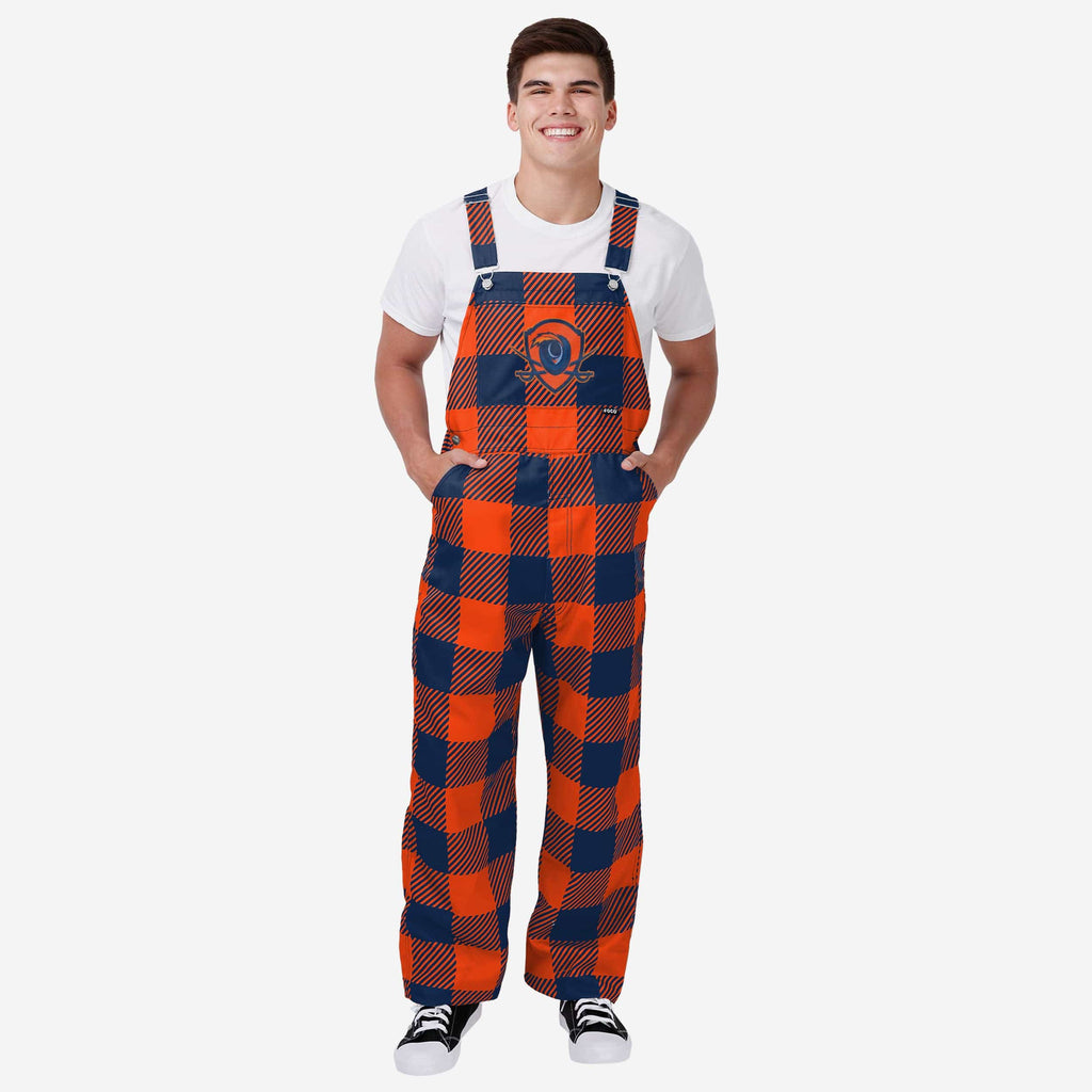 FOCO Virginia Cavaliers Plaid Bib Overalls Orange/Navy 2XL 2