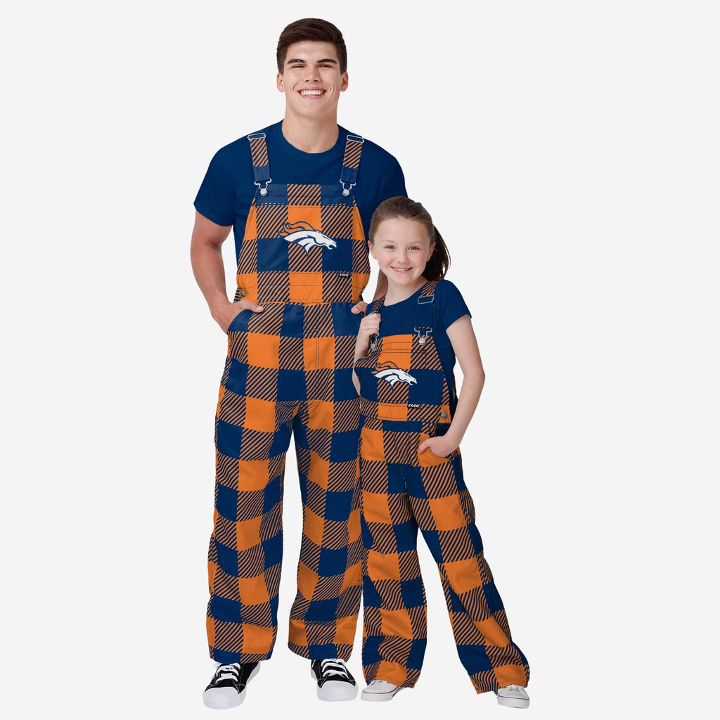 Denver Broncos Youth Plaid Bib Overalls FOCO