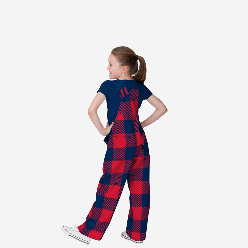 FOCO New England Patriots Youth Plaid Bib Overalls Red/Blue Size 8 3