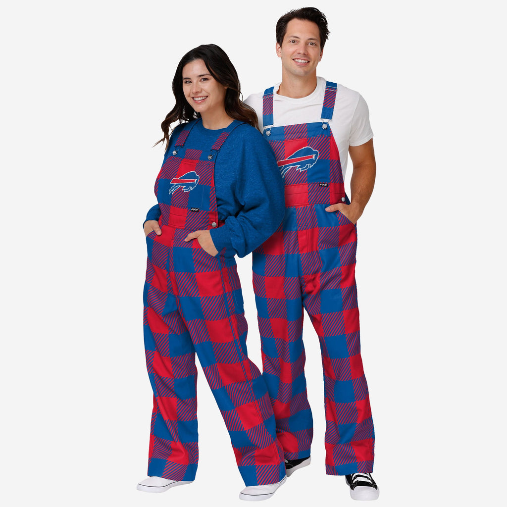 FOCO Buffalo Bills Plaid Bib Overalls Red/Blue 3XL 4