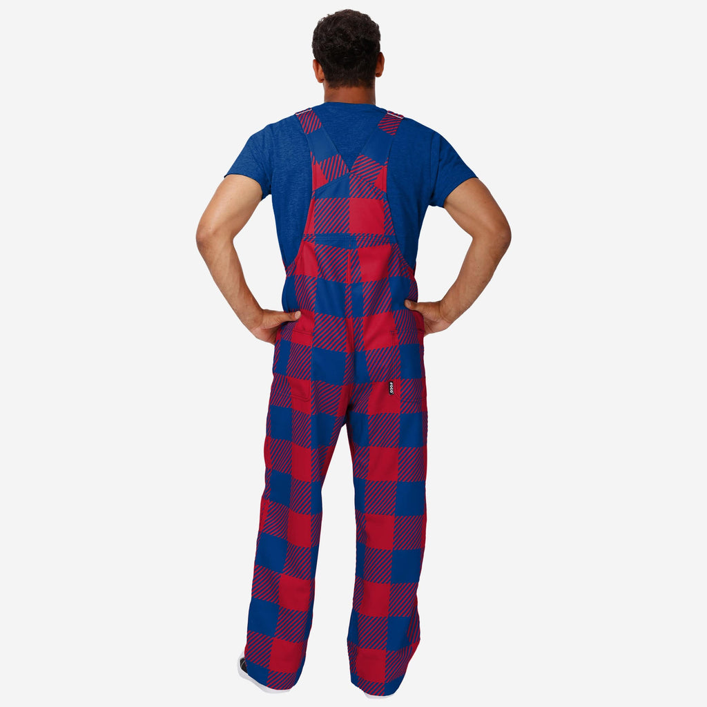 FOCO New York Giants Plaid Bib Overalls Blue Size L 3