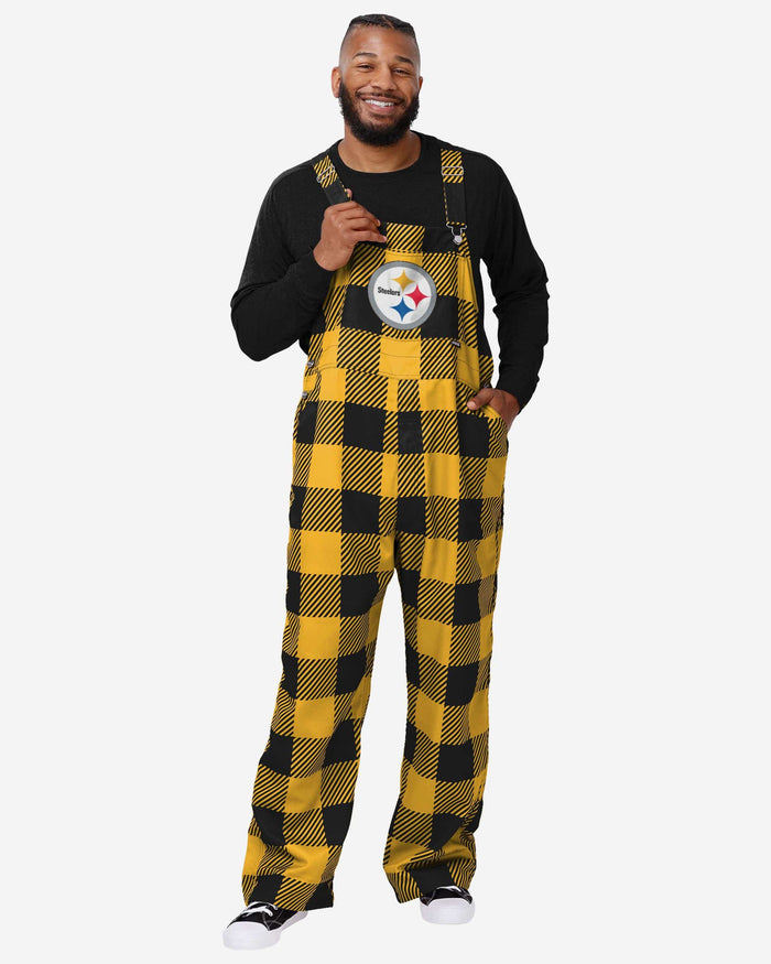 Pittsburgh Steelers Mens Plaid Bib Overalls FOCO S - FOCO.com