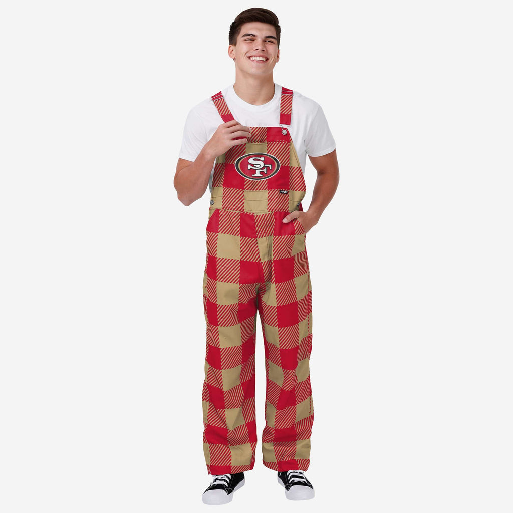 San Francisco 49ers Mens Plaid Bib Overalls FOCO