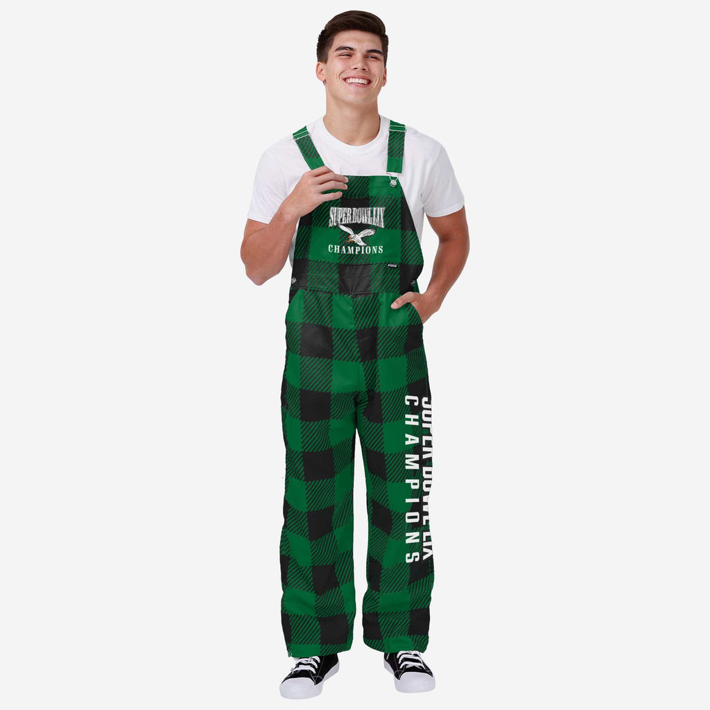 Philadelphia Eagles Super Bowl LIX Champions Kelly Green Plaid Bib Ove FOCO