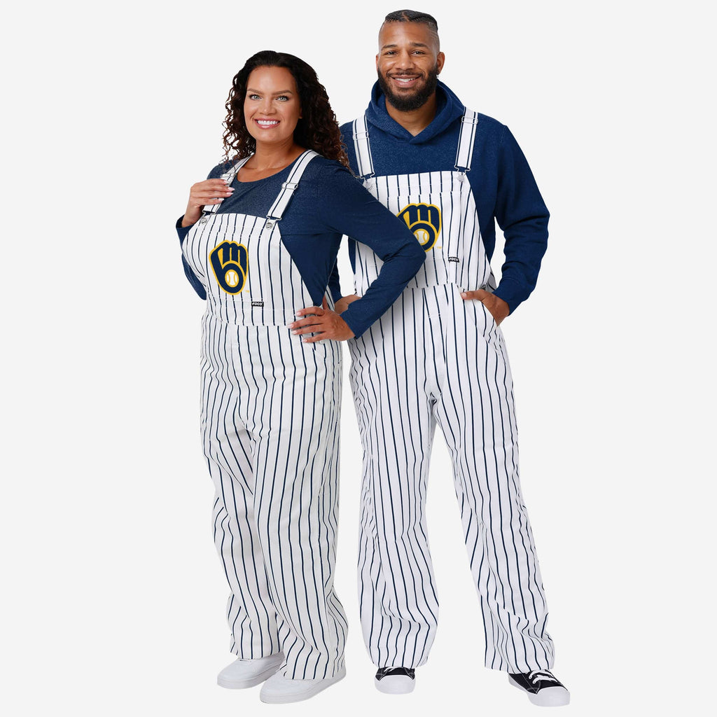 Milwaukee Brewers Womens Pinstripe Bib Overalls FOCO