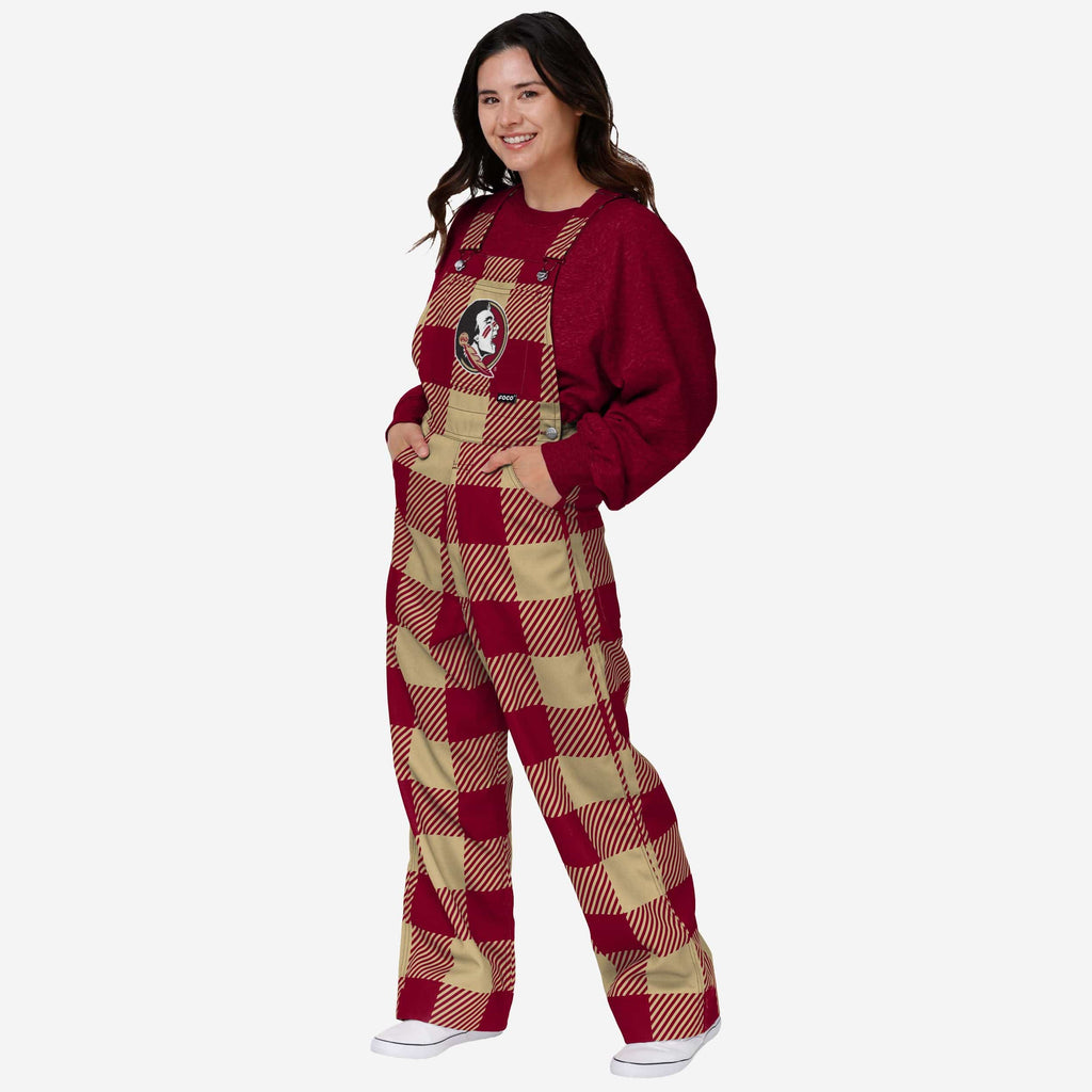 FOCO Florida State Seminoles Plaid Bib Overalls Garnet/2XL 2