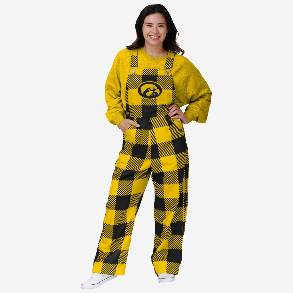 FOCO Iowa Hawkeyes Plaid Bib Overalls Black/XL 2