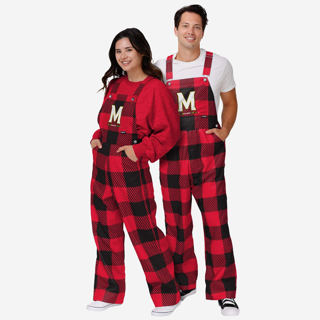 FOCO Maryland Terrapins Plaid Bib Overalls XS 4