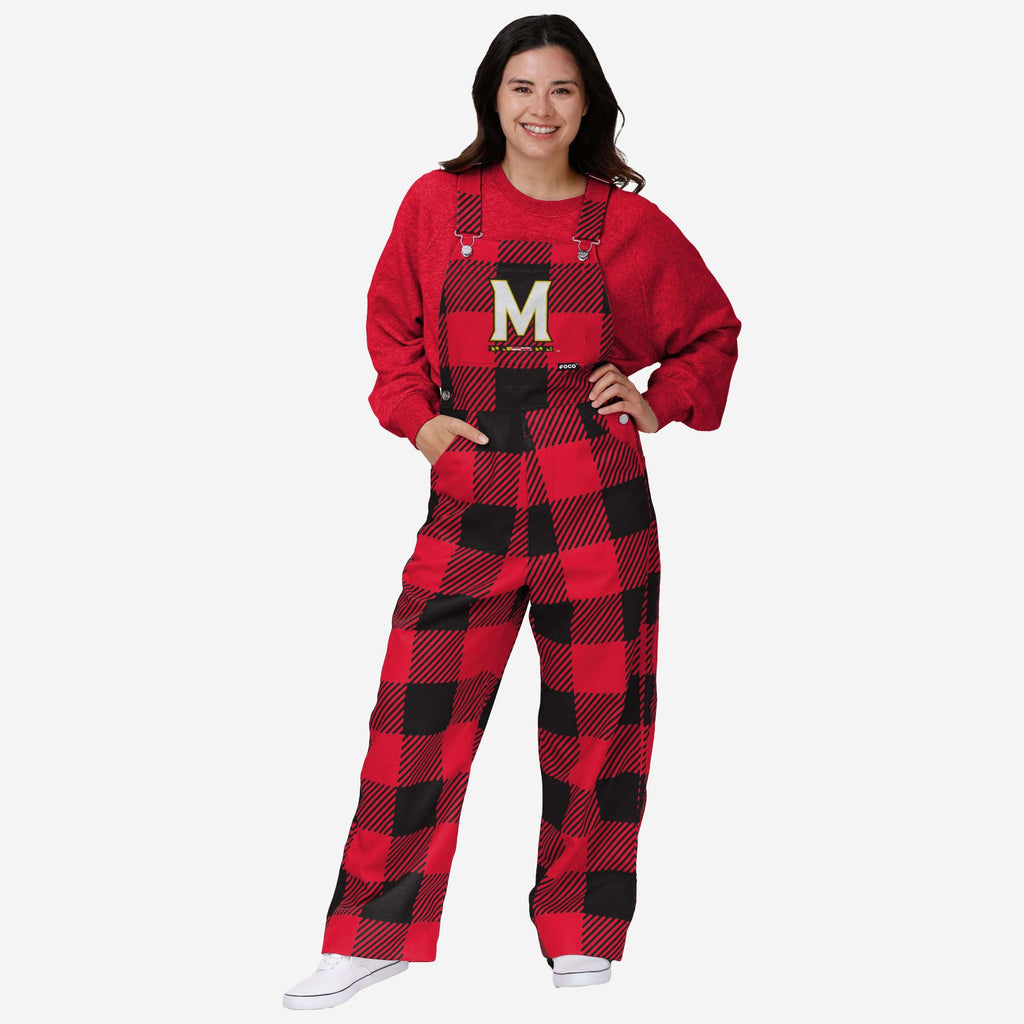 FOCO Maryland Terrapins Plaid Bib Overalls XS 2