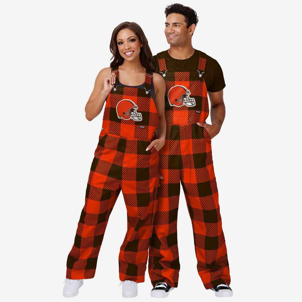 FOCO Cleveland Browns Plaid Bib Overalls Brown 2XL 4