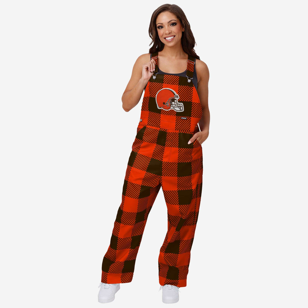 FOCO Cleveland Browns Plaid Bib Overalls Brown 2XL 2