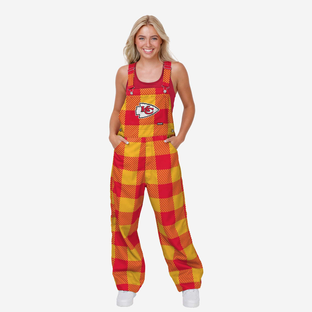 Kansas City Chiefs Womens Plaid Bib Overalls FOCO