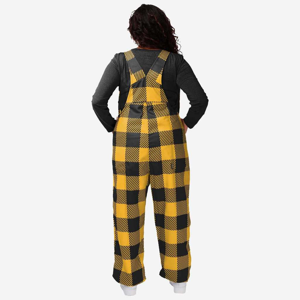 FOCO Pittsburgh Steelers Plaid Bib Overalls Black/Gold 2XL 3