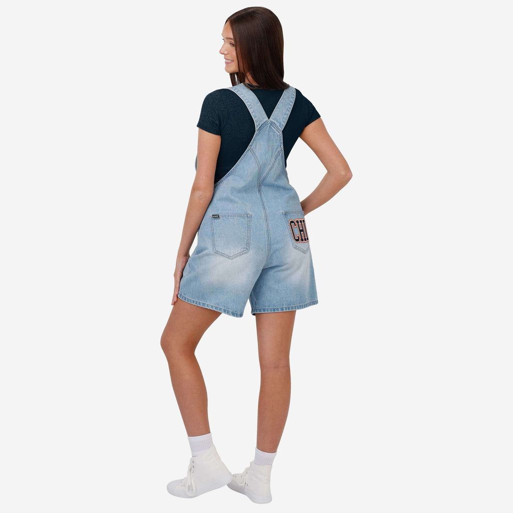 FOCO Chicago Bears Big Logo Denim Bib Shortalls Blue S 3