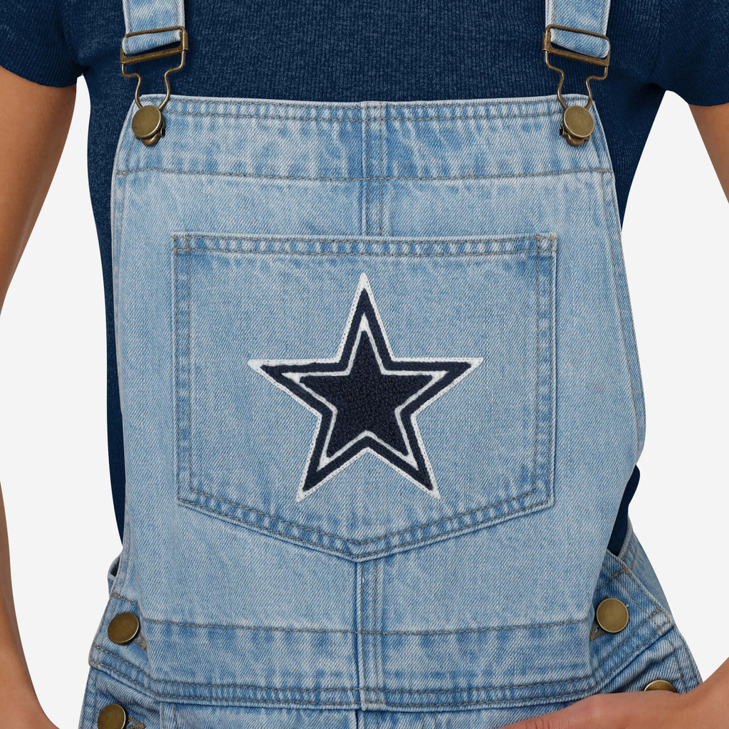 FOCO Dallas Cowboys Big Logo Denim Bib Shortalls Blue 2XL 4