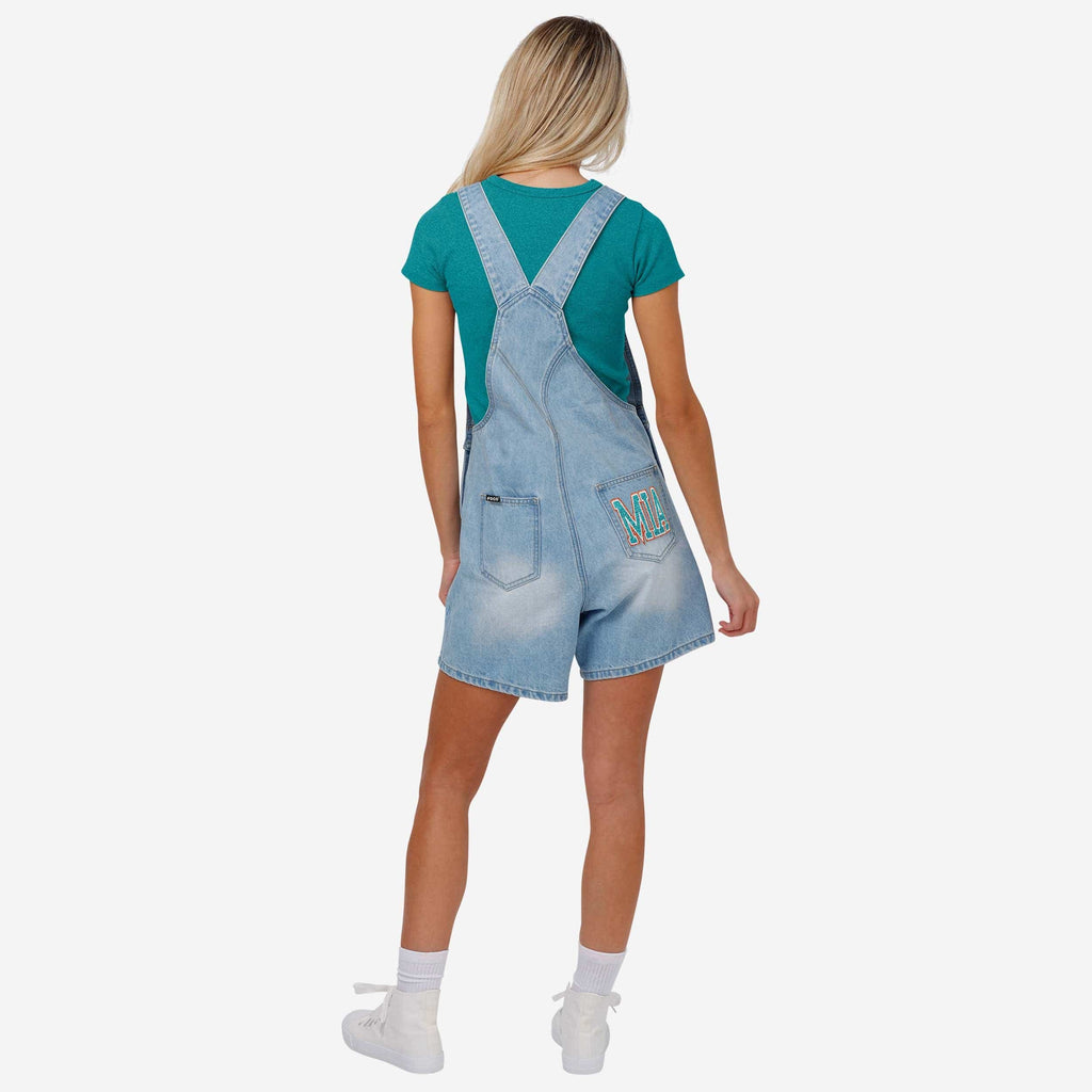FOCO Miami Dolphins Big Logo Denim Bib Shortalls Blue XL 3