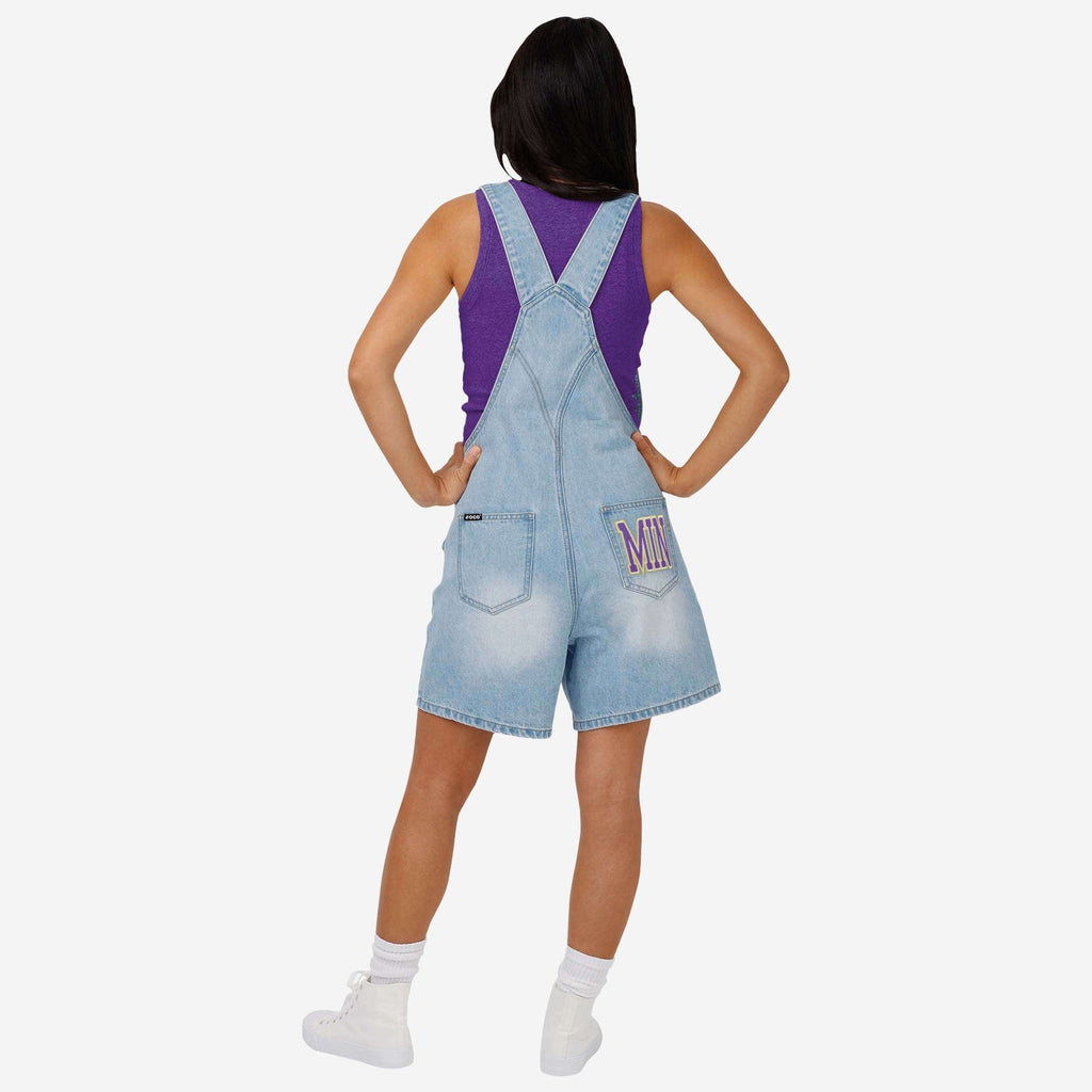 FOCO Minnesota Vikings Big Logo Denim Bib Shortalls Blue S 3