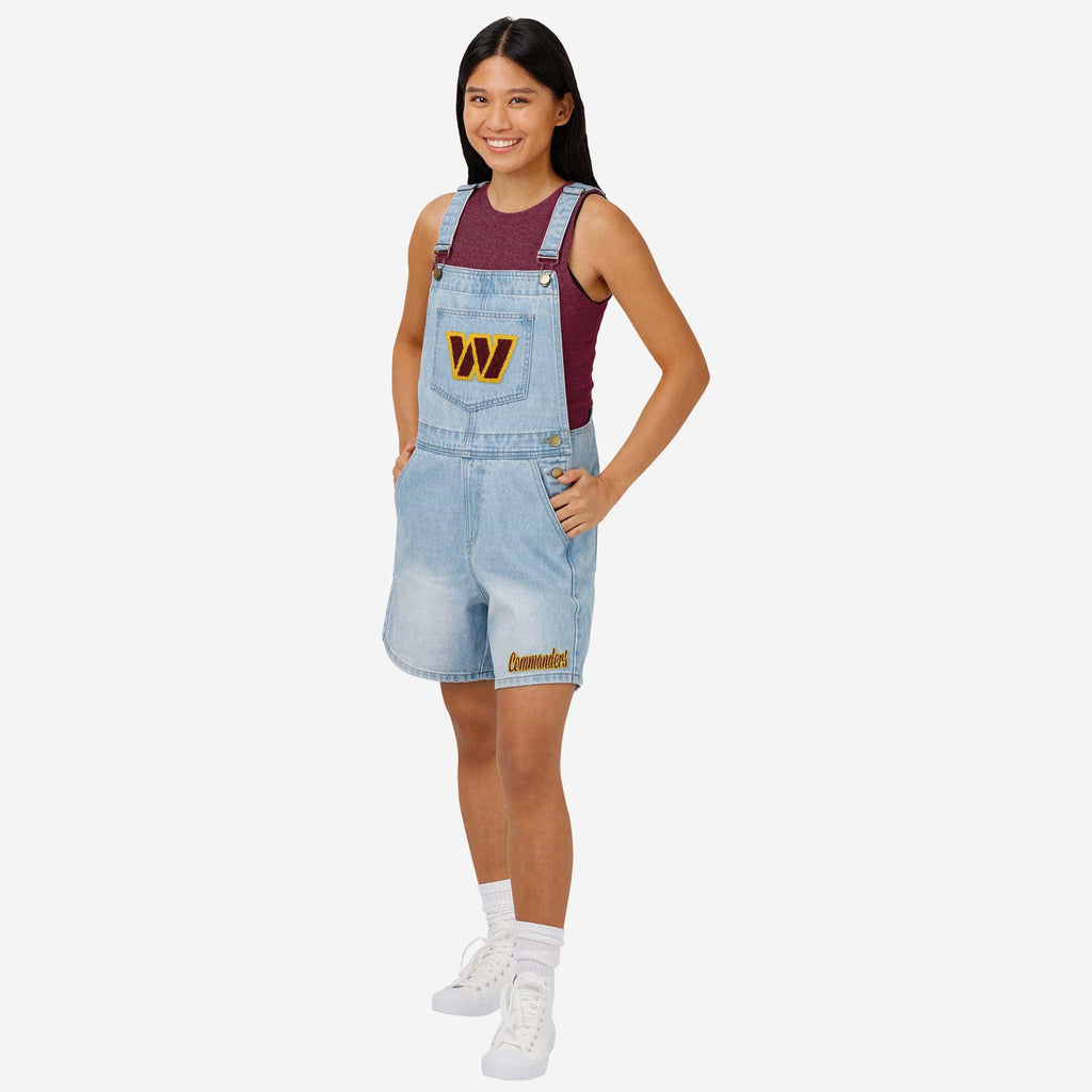 FOCO Washington Commanders Big Logo Denim Bib Shortalls Blue 2XL 2