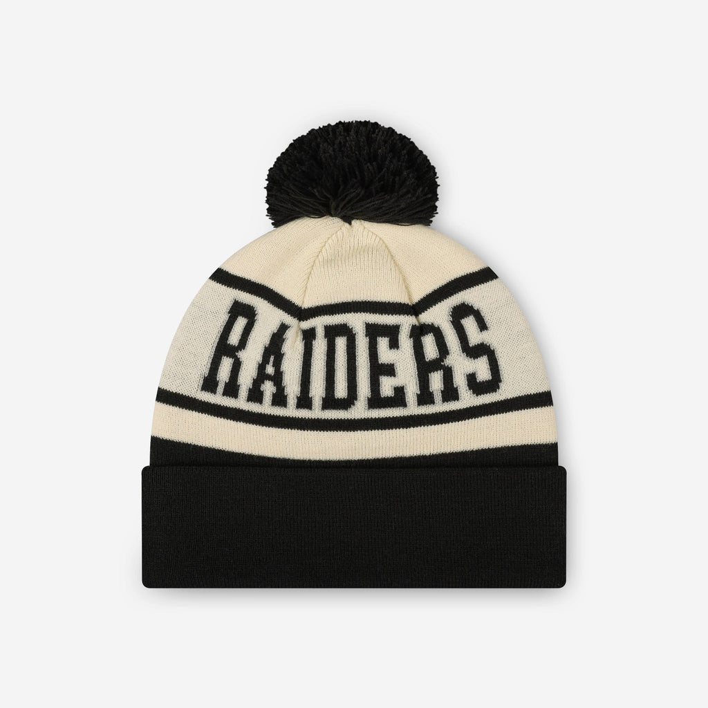 FOCO Las Vegas Raiders Heritage Stripe Pom Beanie Unisex 3