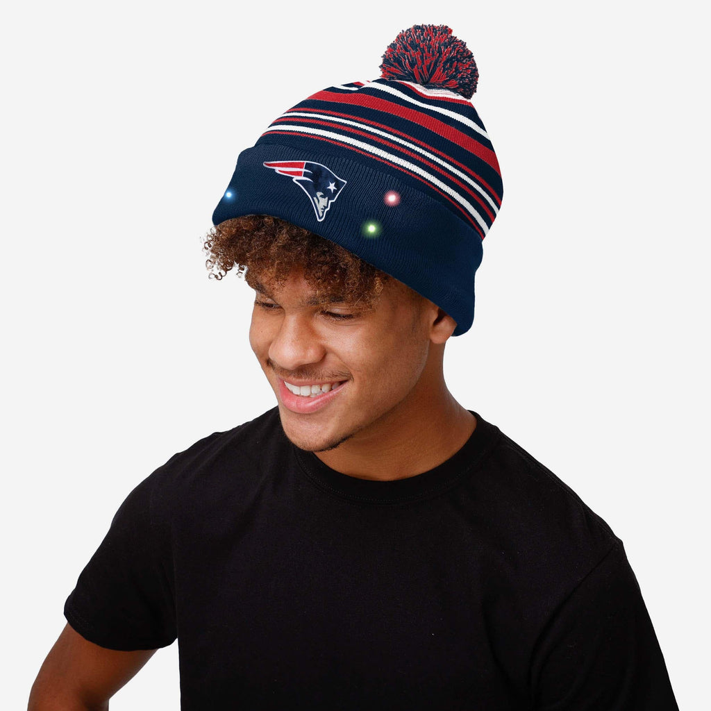 Vibrant Striped Patriot Beanie New England Patriots THROWBACK STRIPED Knit Beanie Hat main image 3