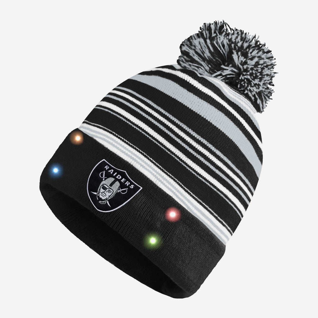 Las Vegas Raiders Horizontal Stripe Light Up Beanie FOCO Las Vegas Raiders Horizontal Stripe Light Up Beanie FOCO