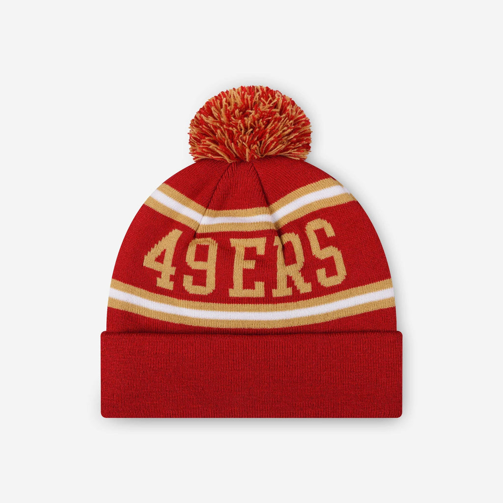 FOCO San Francisco 49ers Primary Logo Stripe Pom Beanie Unisex 3