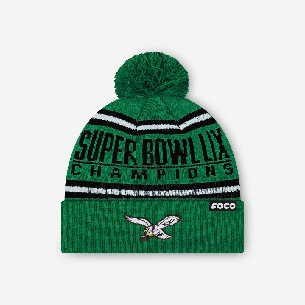 FOCO Philadelphia Eagles Super Bowl LIX Champions Pom Beanie 2
