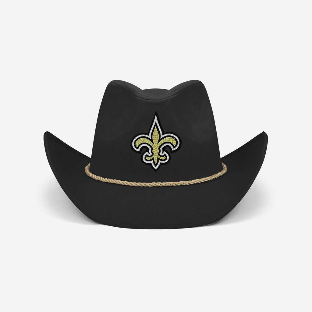 FOCO New Orleans Saints Schwarzer Rhinestone Logo Cowboy Hut - Unisex 4