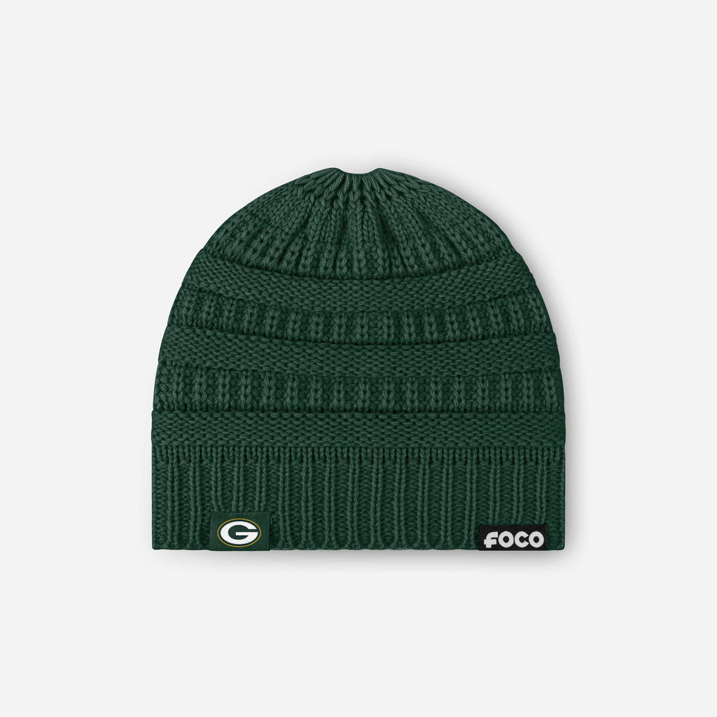 Green Bay Packers Womens Solid Ponytail Beanie FOCO