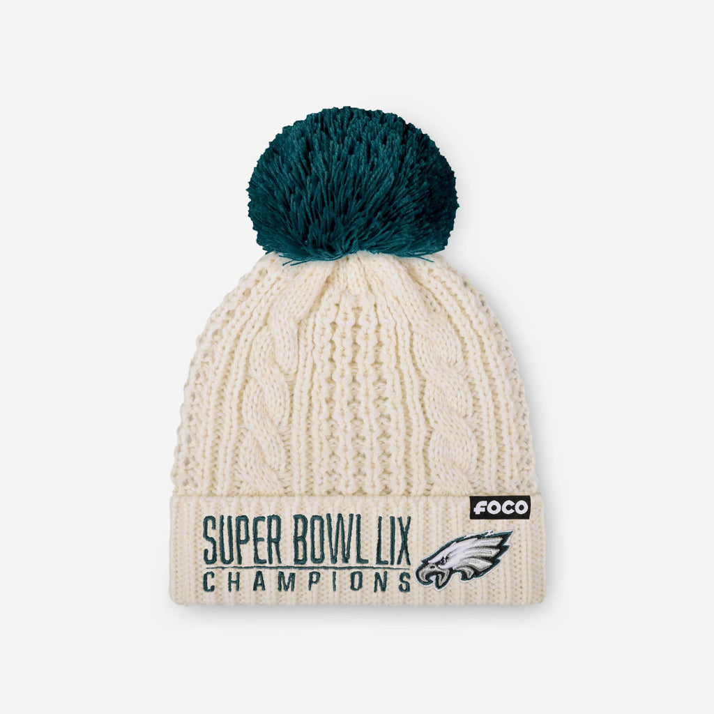 Philadelphia Eagles Super Bowl LIX Champions Primary Logo White Cable FOCO