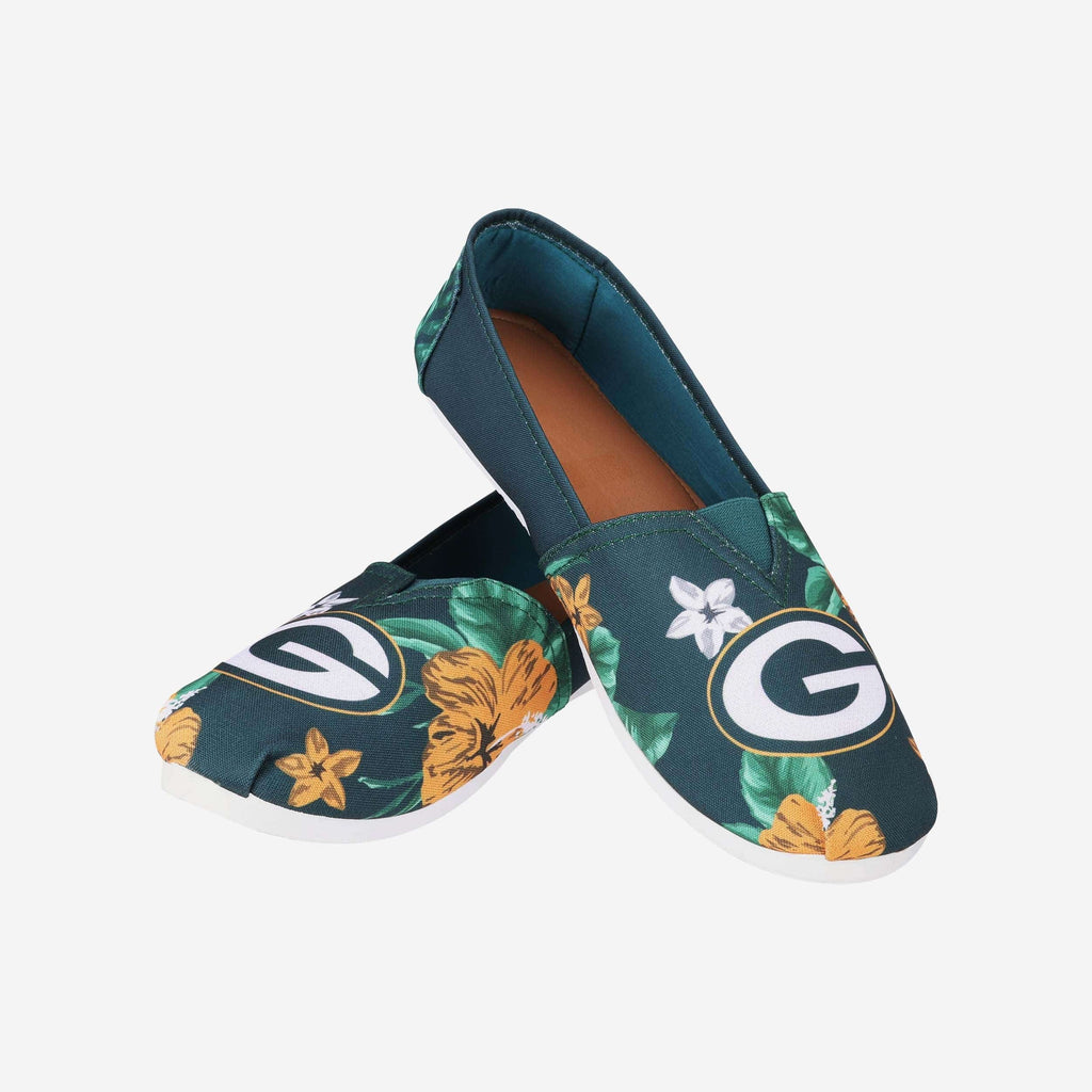 FOCO Green Bay Packers Floral Canvas Shoe Green M 4