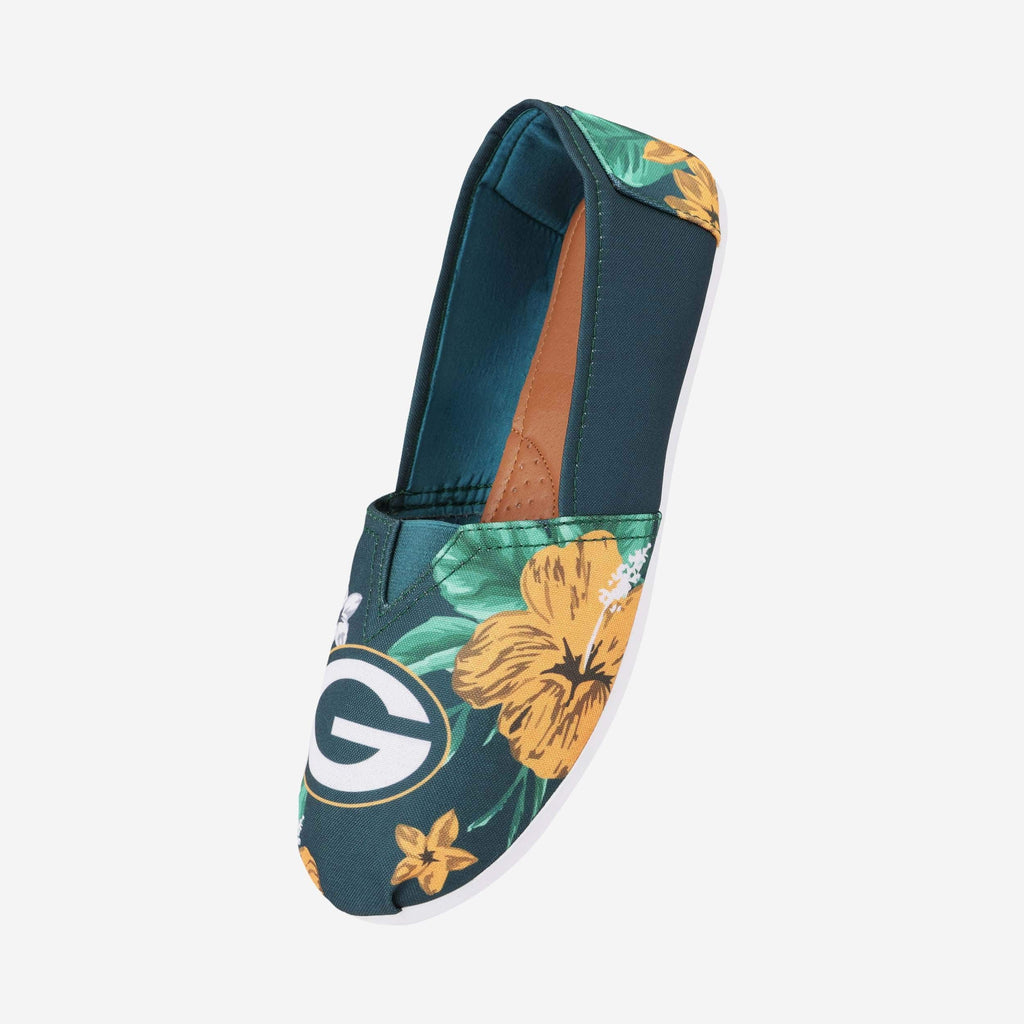 FOCO Green Bay Packers Floral Canvas Shoe Green M 3