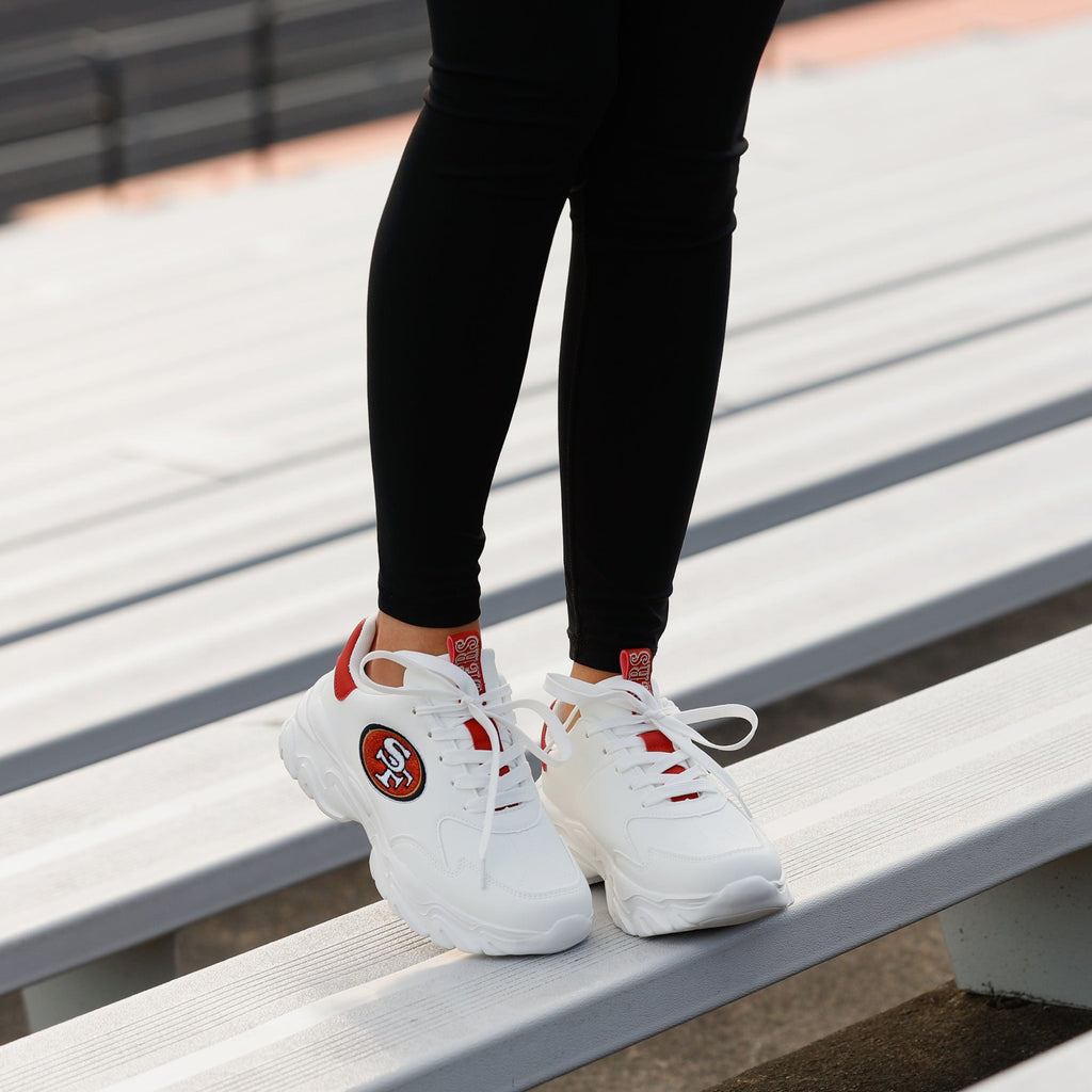 San Francisco 49ers Womens Glitter Big Logo Vintage White Chunky Sneaker