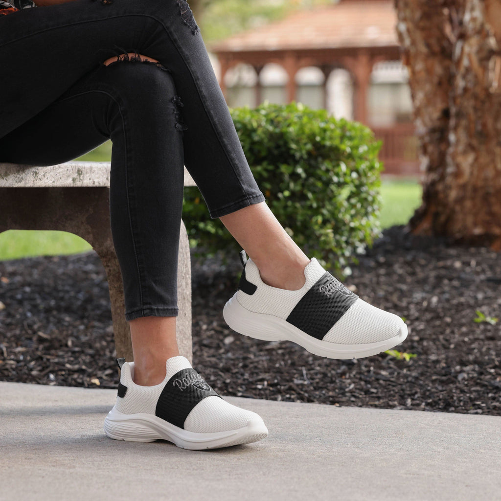 FOCO Las Vegas Raiders Script Wordmark White Slip On Sneakers 10 4