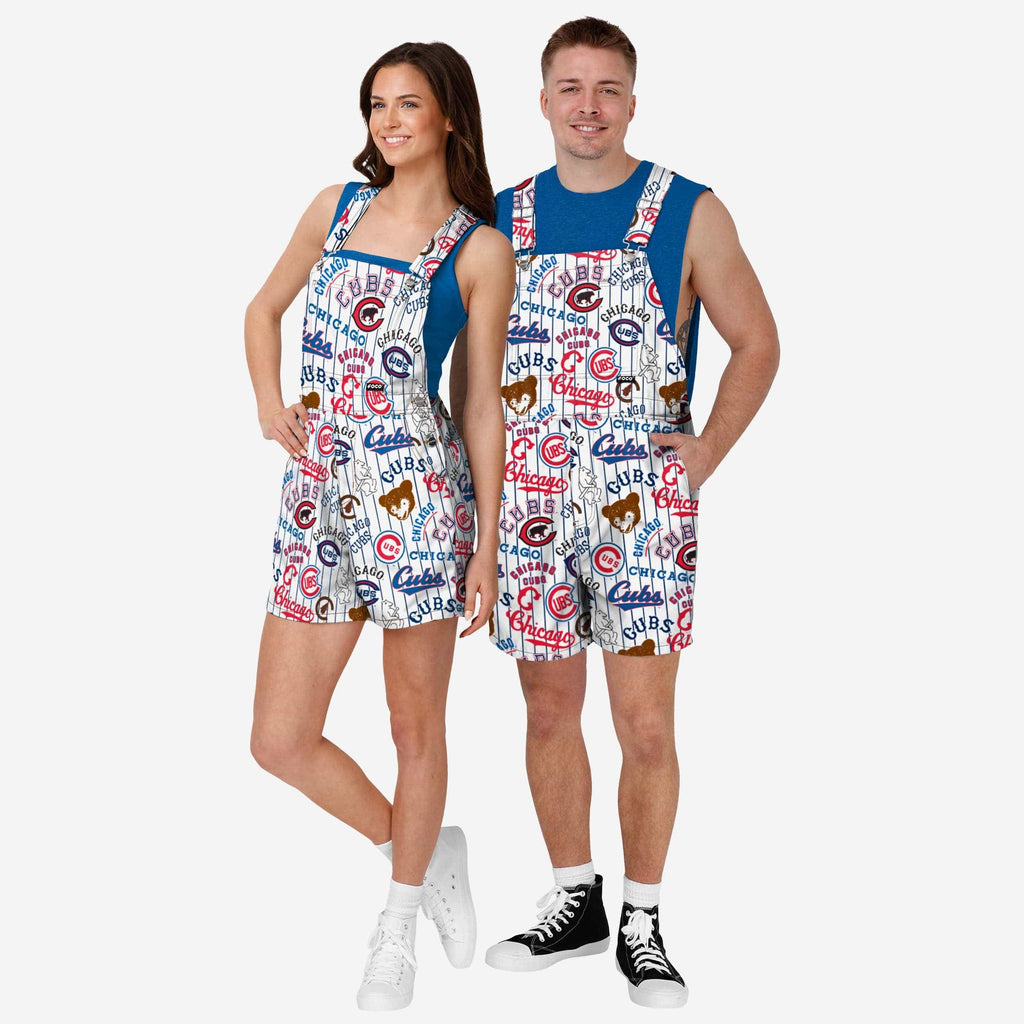 FOCO Chicago Cubs Historic Print Bib Shortalls Blue XL 4