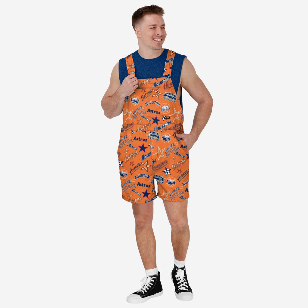 FOCO Houston Astros Historic Print Bib Shortalls Multi M 2