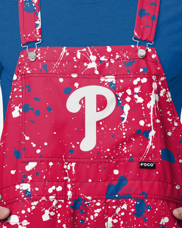 Philadelphia Phillies Mens Paint Splatter Bib Shortalls FOCO - FOCO.com