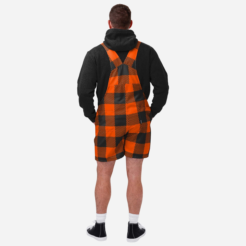 FOCO Oklahoma State Cowboys Plaid Bib Shortalls Orange XL 3