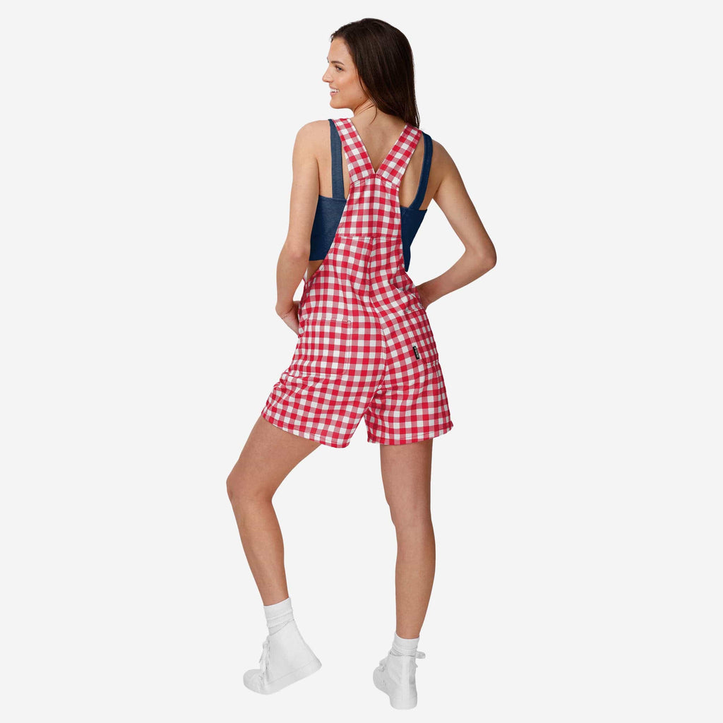 FOCO Boston Red Sox Gingham Check Bib Shortalls Red/Blue L 3
