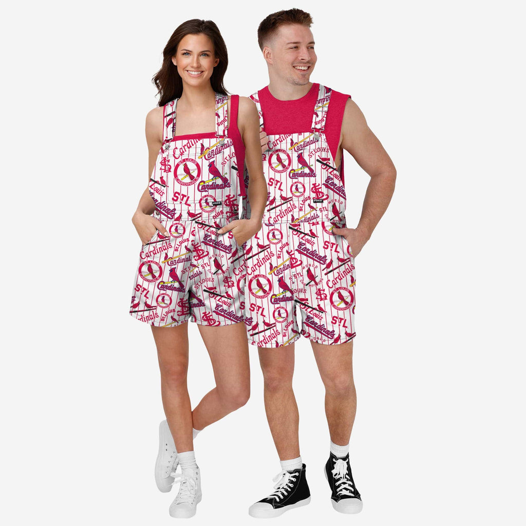 FOCO St Louis Cardinals Historic Print Bib Shortalls Red L 4